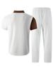 26th Anniversary Men's Plaid Patchwork Short Sleeve Shirt & Pants Set