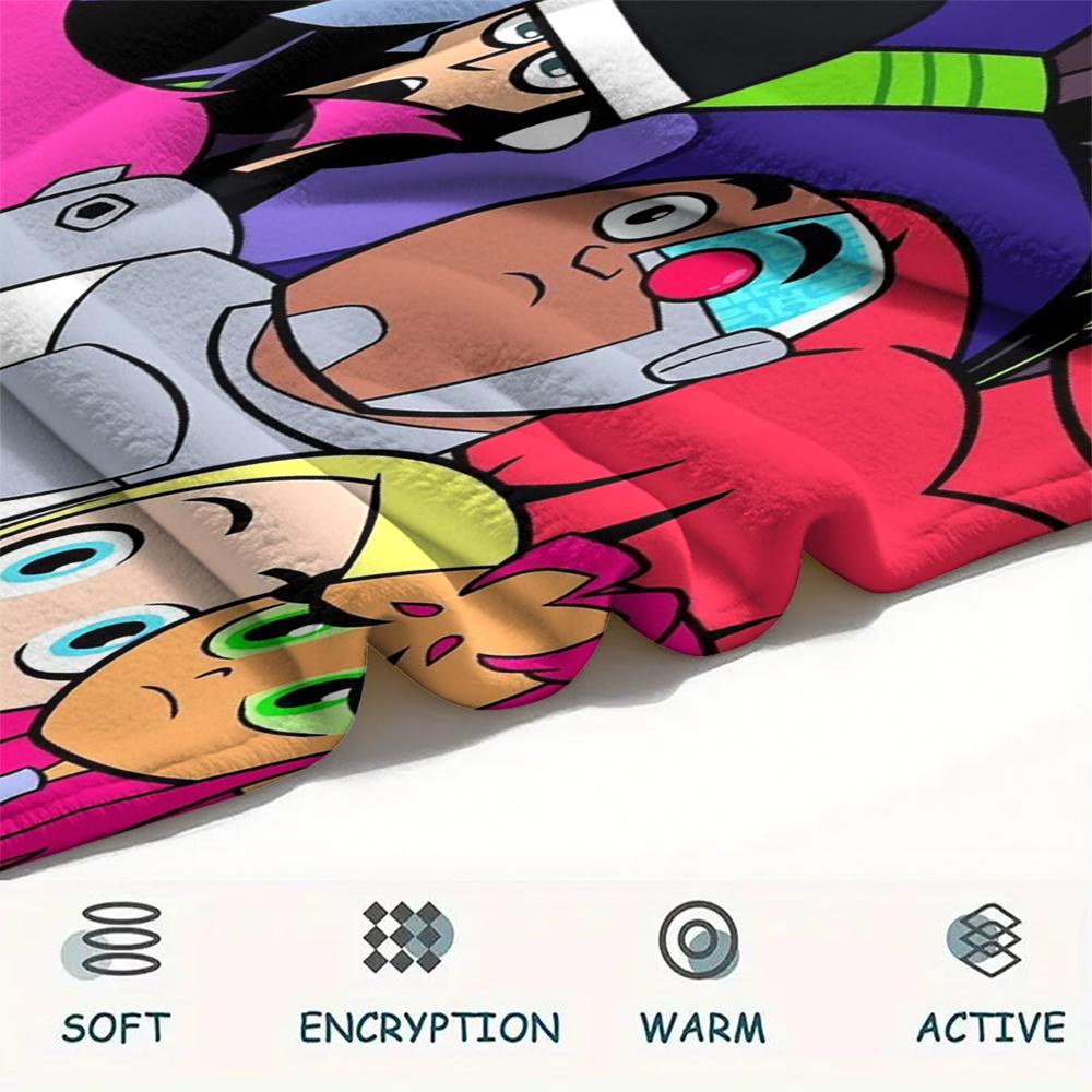 Teen Titans Go Character Blanket, Youth Throw for Home Decoration, Exclusive Gift for Modern Cartoon Fans.chl