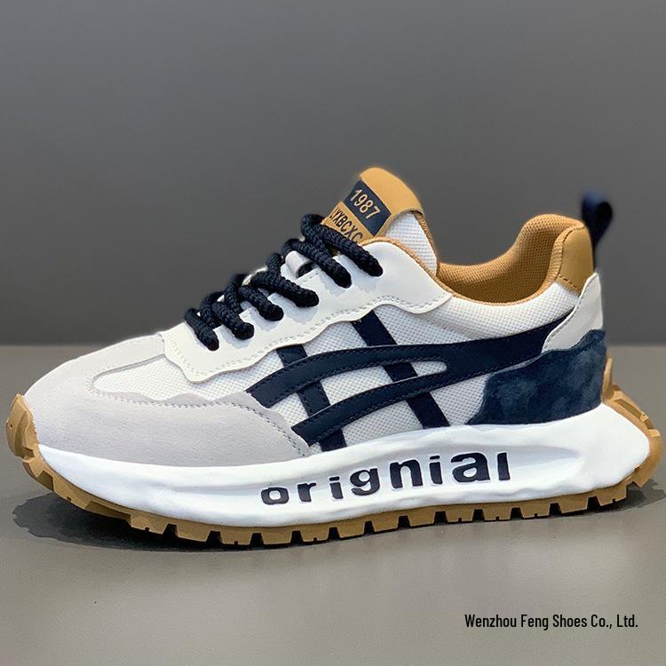 2025 Summer Men's Breathable Mesh Sport Shoes - Fashionable, Versatile, Thick-Soled Trendy Dad Sneakers