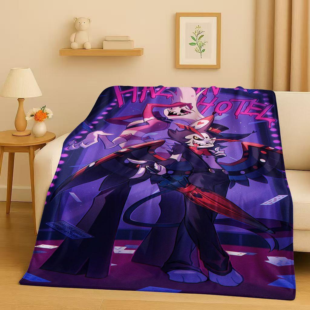 3D Cartoon H-Hazbin Hotel Angel Dust Alastor Flannel Blanket,Soft Warm Plush Throw for Home Bedroom Bed Sofa Cover Office Gift