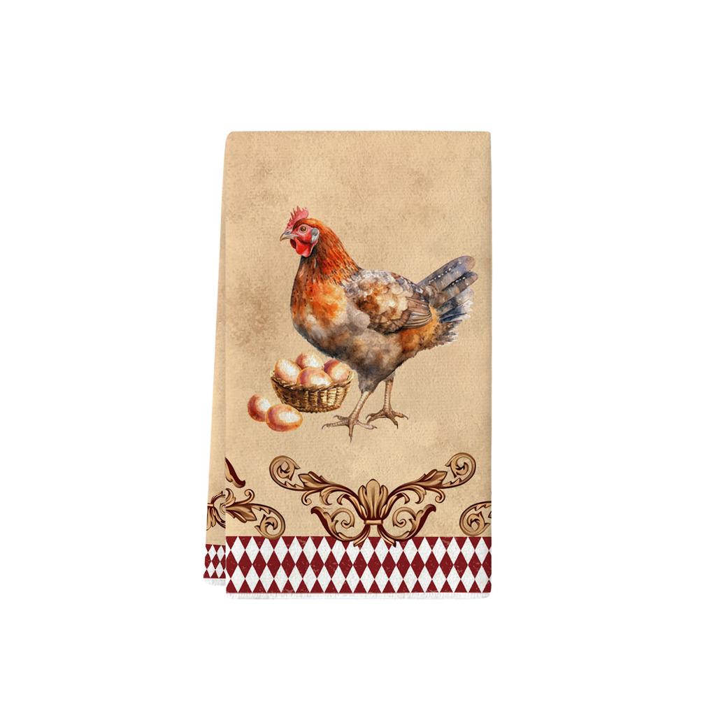 4pcs Christmas Towels - Farmhouse Style Kitchen Dish Cloths and Towels - Vintage style, classic colors, soft polyester, absorben