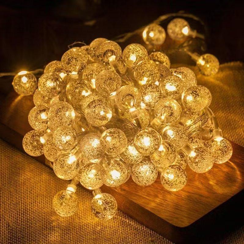 Battery-Powered Outdoor LED Crystal Ball String Lights: Colorful, Flashing Decoration for Camping & Christmas