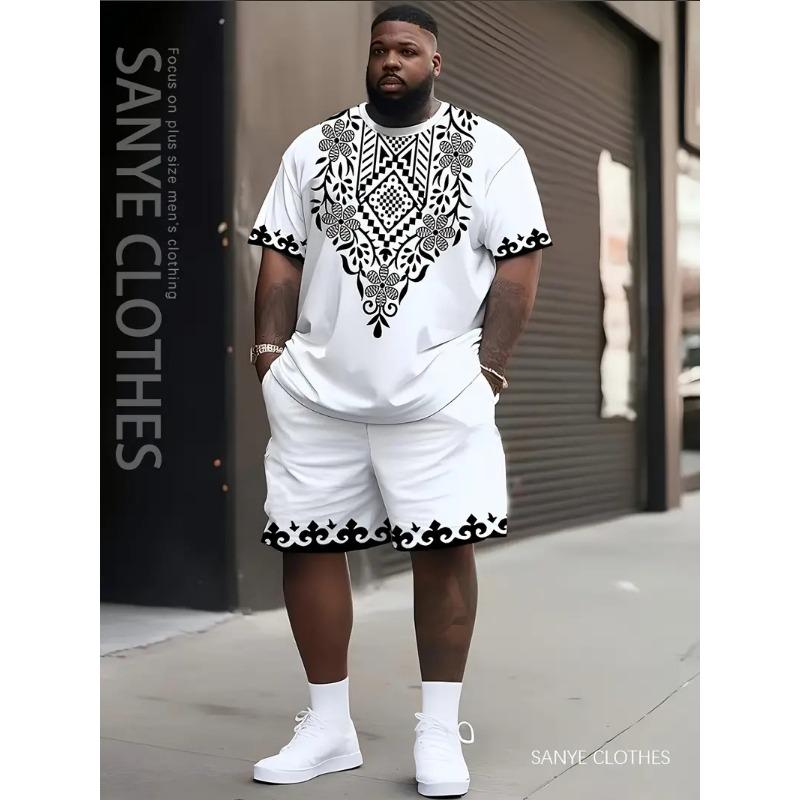 Men's Short Sleeve T-shirts And Shorts Set Outdoor Street Short Sleeve Top Shorts Plus Size Casual Summer T Shirts 2-piece Set