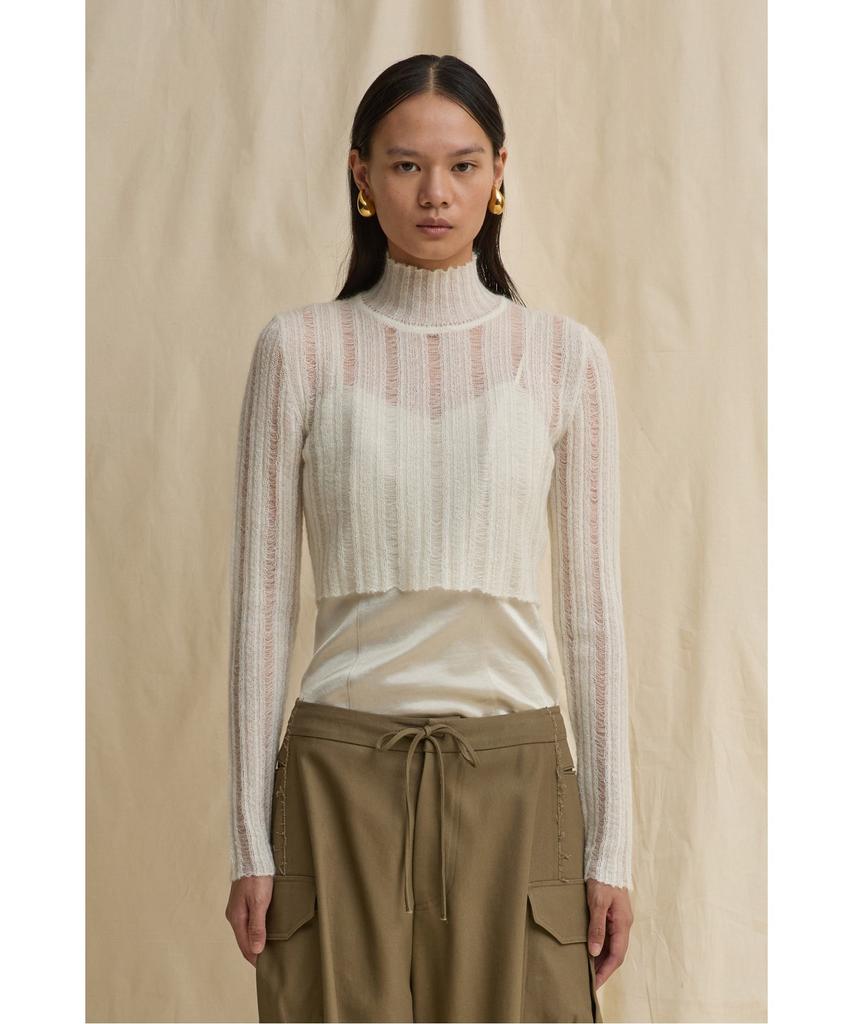 RECODE Layered Sheer Knit Top R0Wax25231Ivx