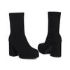 Damen Chunky Heel Quadratische Zehenpartie Knöchelhohe Stiefel Größe 40-47 Weite Passform Elegante Niedrig geschnittene Samtstiefel Herbst