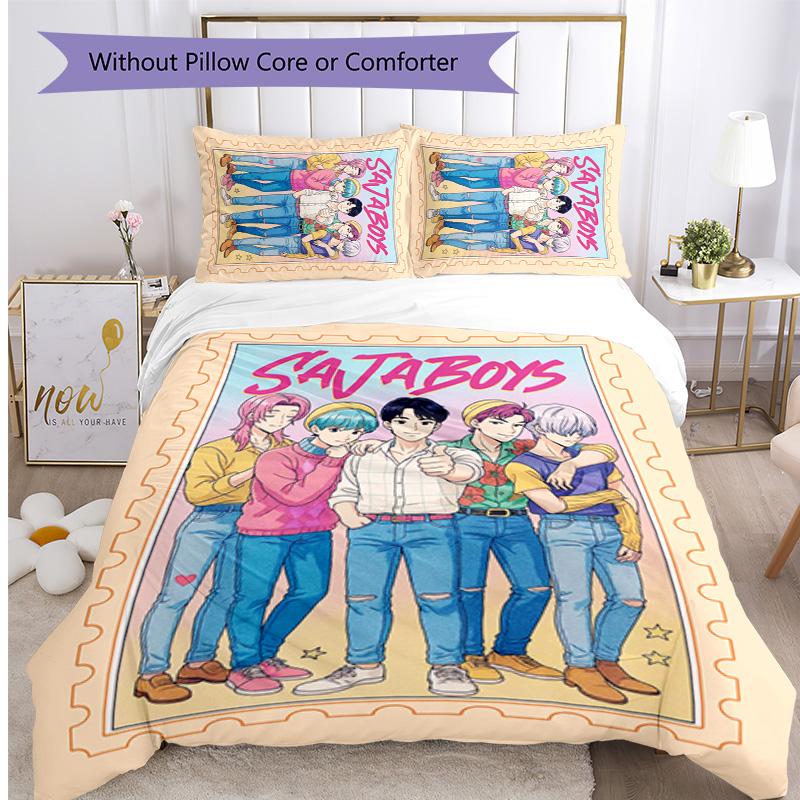 Kpop Demon Hunters Pattern Printed 3PCS Bedding Set, Soft Skin-Friendly Washable Duvet Cover & Pillowcases Set