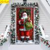1PC Large Christmas Door Banner - Santa and Rabbit Holiday Decoration with Snow View, Extra Long 35.4x70.8 Inch Door Curtain