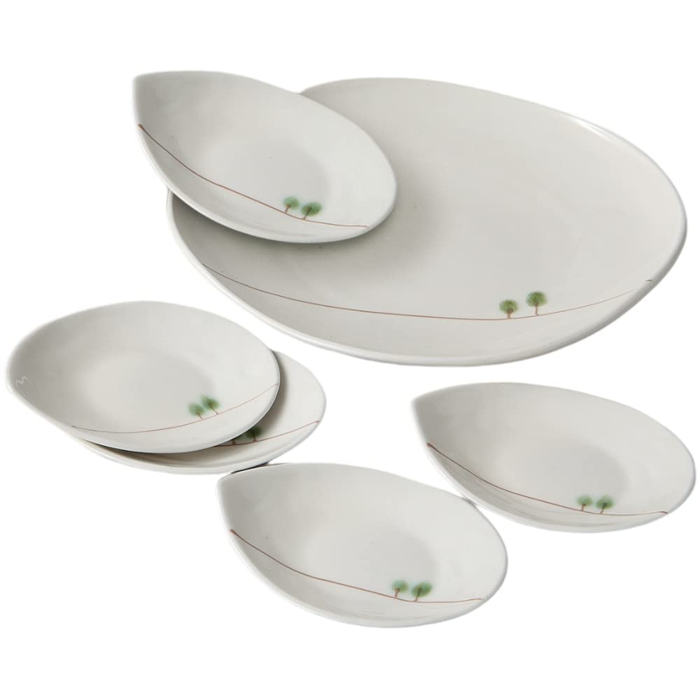 Mino Ware Ceramic Tableware Set Large and Small Tree Party Set Ale-net (6 Plates) - Design,