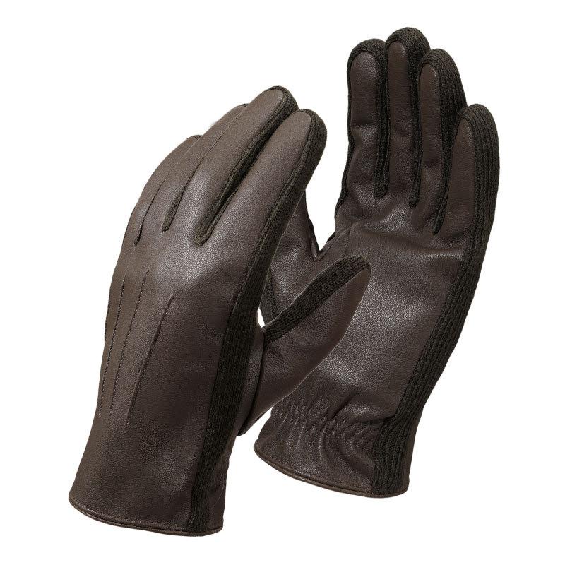 Russian Men's Sheepskin Warm Gloves Plus Velvet Cold Proof Winter Driving and Riding Genuine Leather Fashionable Warm Gloves