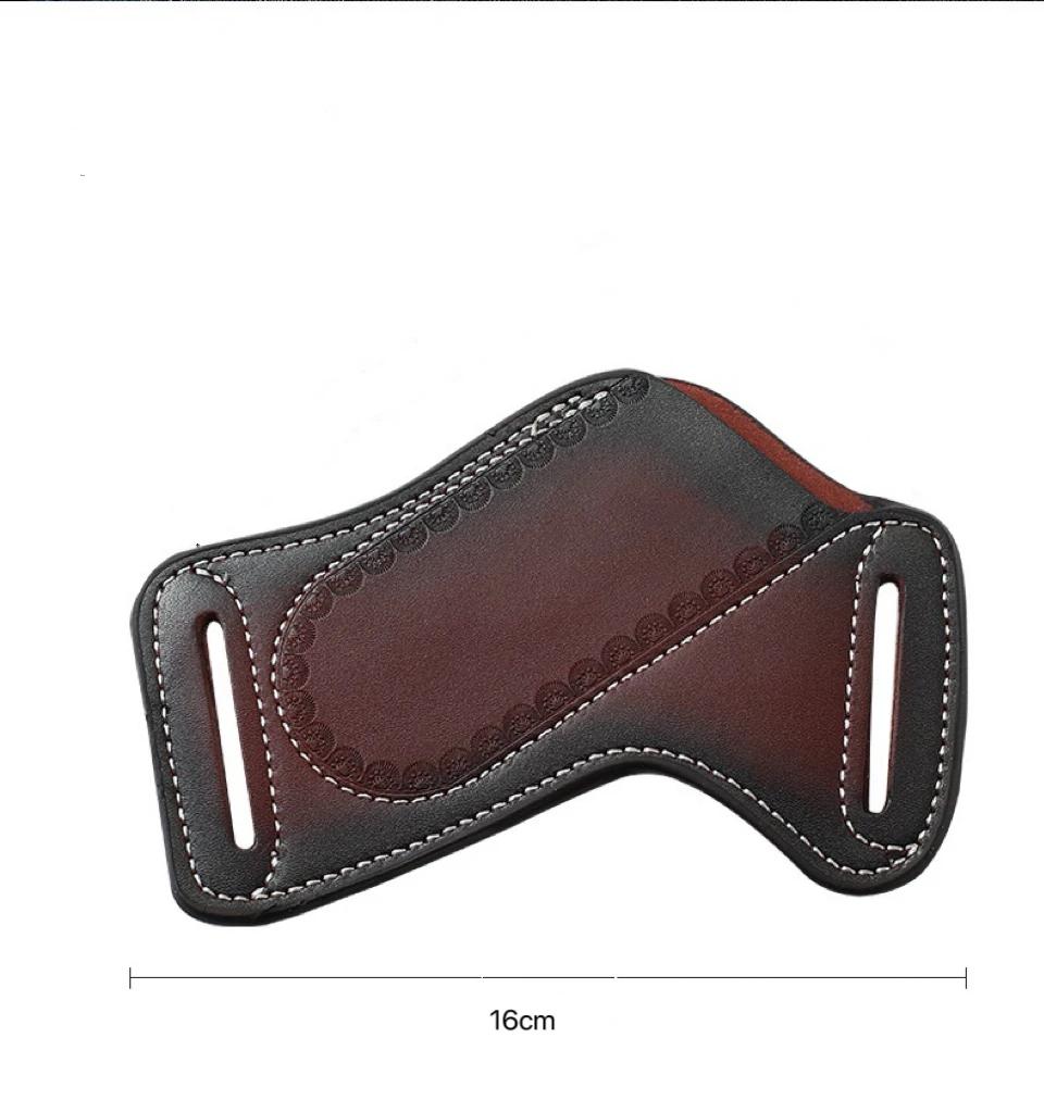 Multifunctional Tool Tactical Storage Leather Holster, Top Layer Cowhide Leather Waist Bag, Folding Knife Storage Case