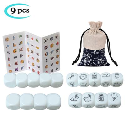 9 Piezas Dados para Contar Historias Juguetes Imagina Historias Juguetes Juego de Dados Dados en Blanco DIY Pegatina Juego de Fiesta Juguetes Educativos para Niños Regalos