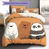 We Bare Bears Muster Bettwäsche Bettdecke Set Heimdekoration Geschenk (1 Bettbezug + 2 Kissenbezüge (ohne Füllung))
