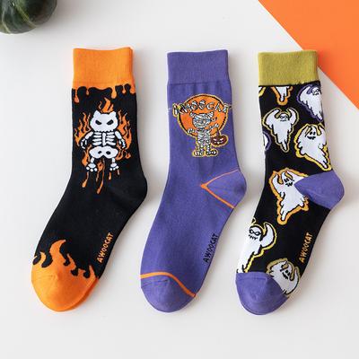 Damen Frühlings- und Herbst-Streetwear Halloween Skelett Geist Festival Cartoon In-Socken
