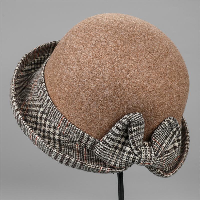 Ladies Hat Autumn and Winter Fashion Elegant Temperament Woolen Crimped Top Hat Beautiful Foldable