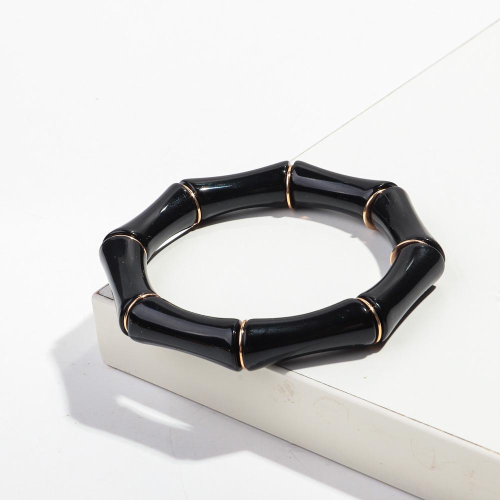 Retro Chunky Bamboo Curved Tube Acrylic Bracelets for Women New Trendy Resin Beaded Stretchy Stack Bangle Couple Jewelry Gifts