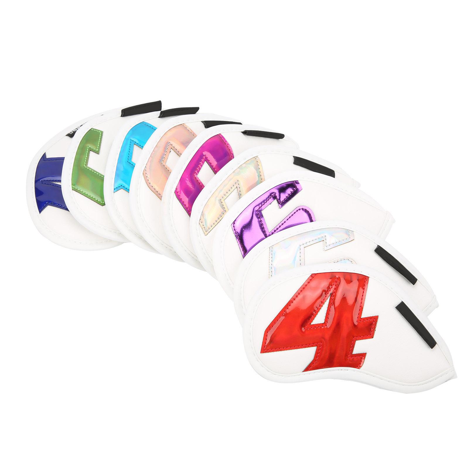 

9pcs PU Waterproof Fabric Golf Club Iron Cover Durable Leather Golf Iron Head Covers Set