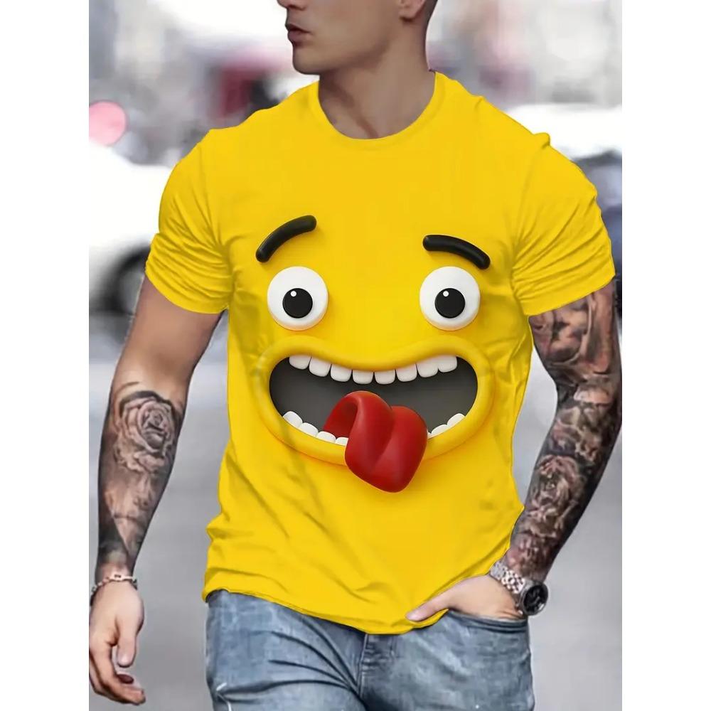 3D Digital Print Men T-Shirt Cartoon Face Graphic Harajuku Funny Outdoor Casual Plus Size Tees Top Women Clothing