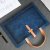 Handheld File Folder Leather Folder Document Storage Bag Leather Laptop Sleeve Leather Buckle Lock for Office Travel
