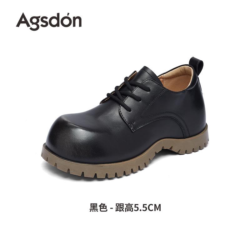 Small black leather shoes new autumn British style lace-up platform commuter shoes 35 9690₽