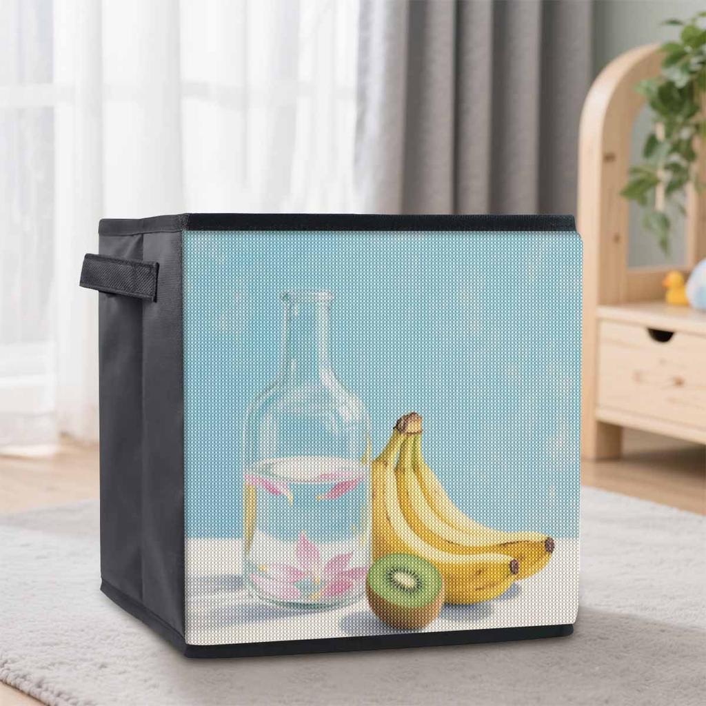 Bananas and A Water Cup 5D Diamond Painting Storage Basket Full Round Drill Mosaic Diamond Embroidery Cross Stitch Kits Home Decor Home Decor