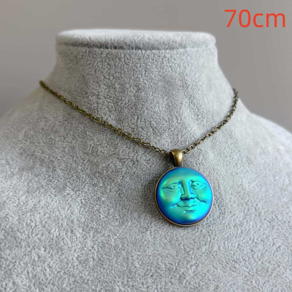 Moon Face Necklace With Geometric Pendant For Astronomy Lovers And Giftgiving