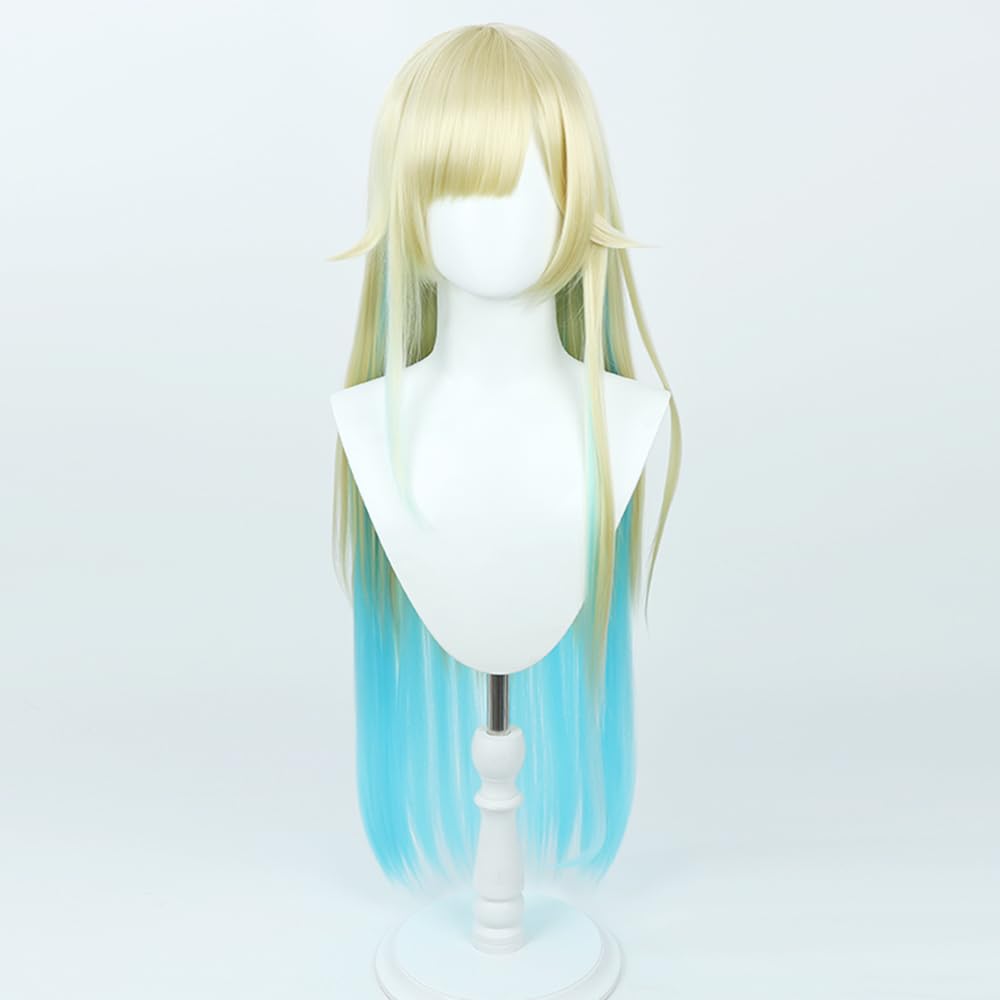 Cosplay wig, Emma Aizawa, gold and blue gradient, heat-resistant wig, costume accessory, disguise, Halloween, event, cosplay, photo shoot