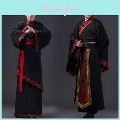 Hanfu Kostuum Voor Mannen Met Klassieke Rechte Kraag En Keperstof Voor Culturele Evenementen