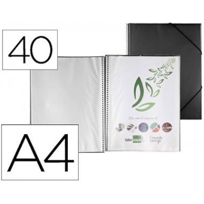 Fichier Vitrine Avec Spirale - LIDERPAPEL - EC32 - A4 - Couleur Noir - 40 Pochettes