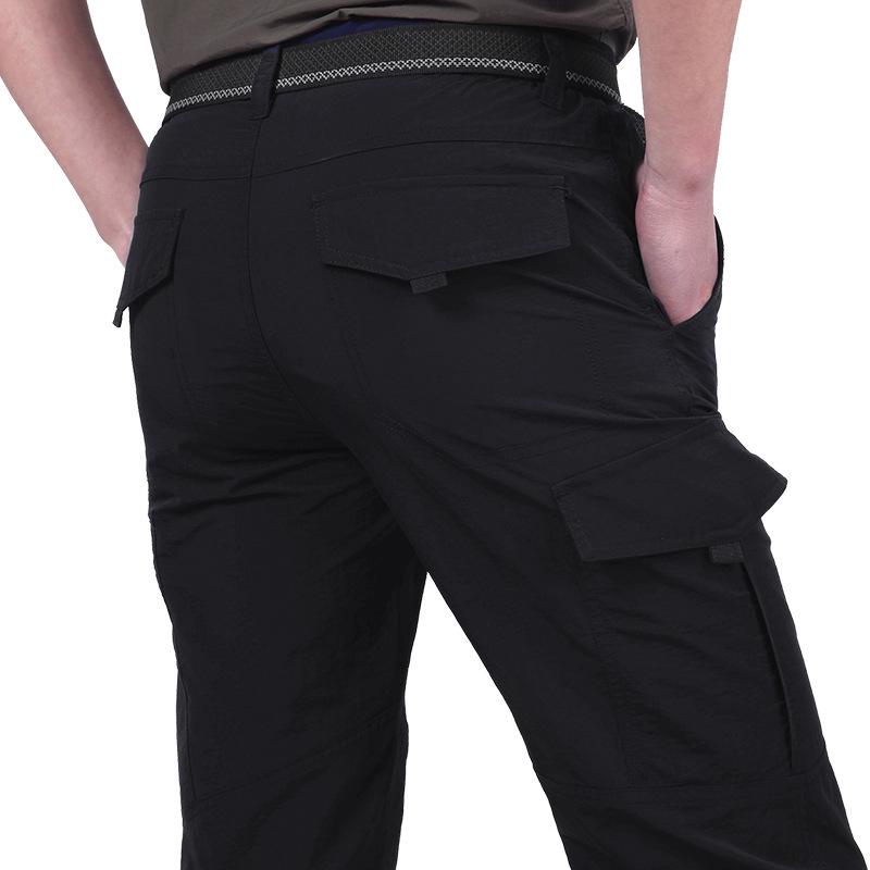 Men's Quick-Drying Multi-Pocket Sports Pants - Plus Size, Casual Long Style for Outdoors.
