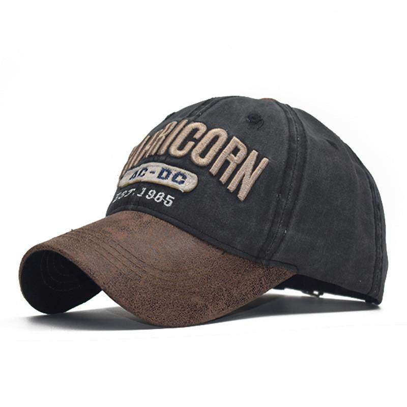 Tongue Cap Duck Pu Splicing Distressed Cotton Baseball Cap 3d Embroidery Letter
