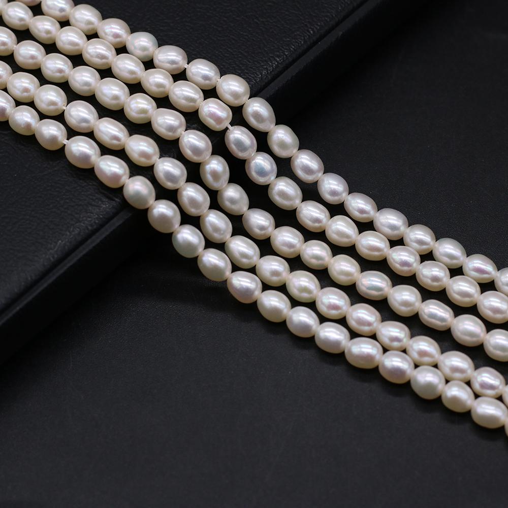 Luxury White Natural Freshwater Rice Shape Pearls 5-5.5mm, 36cm Strand Handmade Wedding Jewelry Accessories DIY Crafts