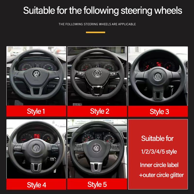 FD06-Valve Stems Caps ABS Carbon Fiber Pattern Volkswagen Steering Wheel Label Sticker Badge For Volkswagen VW RLine Golf Amarok T5 T