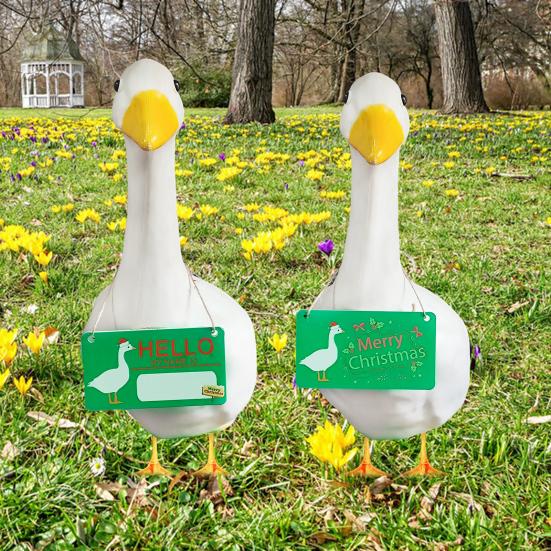 Porch Goose Hanging Sign Weather-proof Outdoor Garden Patio Yard Goose Statue Halloween Christmas Welcome Decorative Plaque