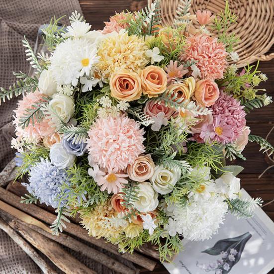 Simulation Flower Practical Anti-fading Vivid Color Artificial Flower DIY Peony Fake Artificial Rose Bouquet Wedding Accessories