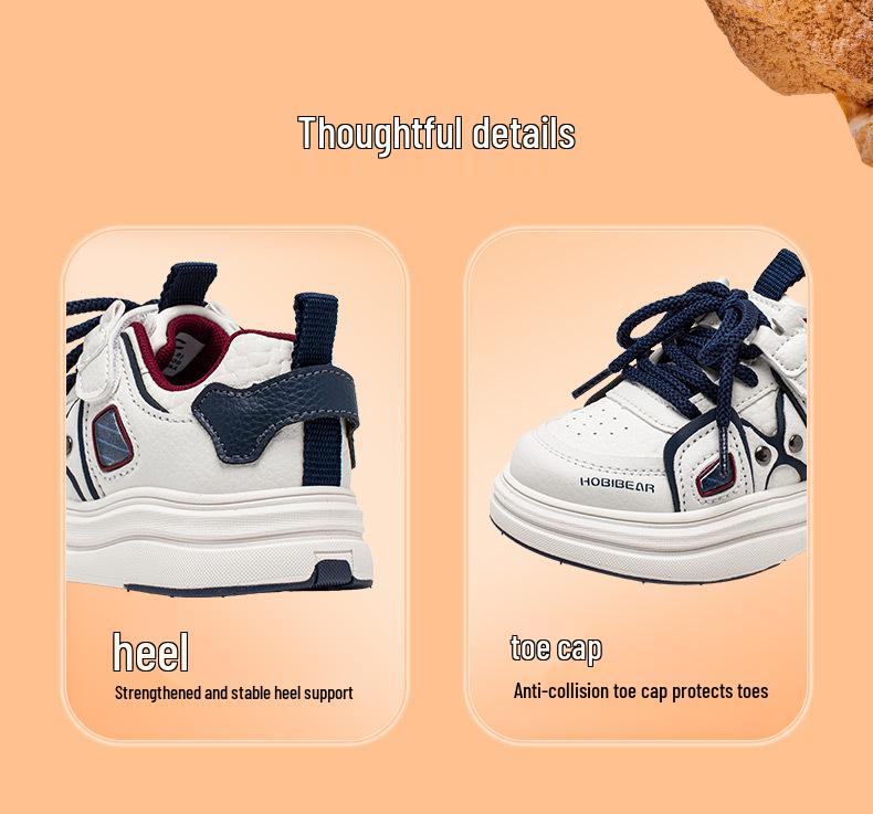 Habi Bear Kids' Spring & Autumn Synthetic Leather Sneakers - Casual Board Shoes for Boys & Girls