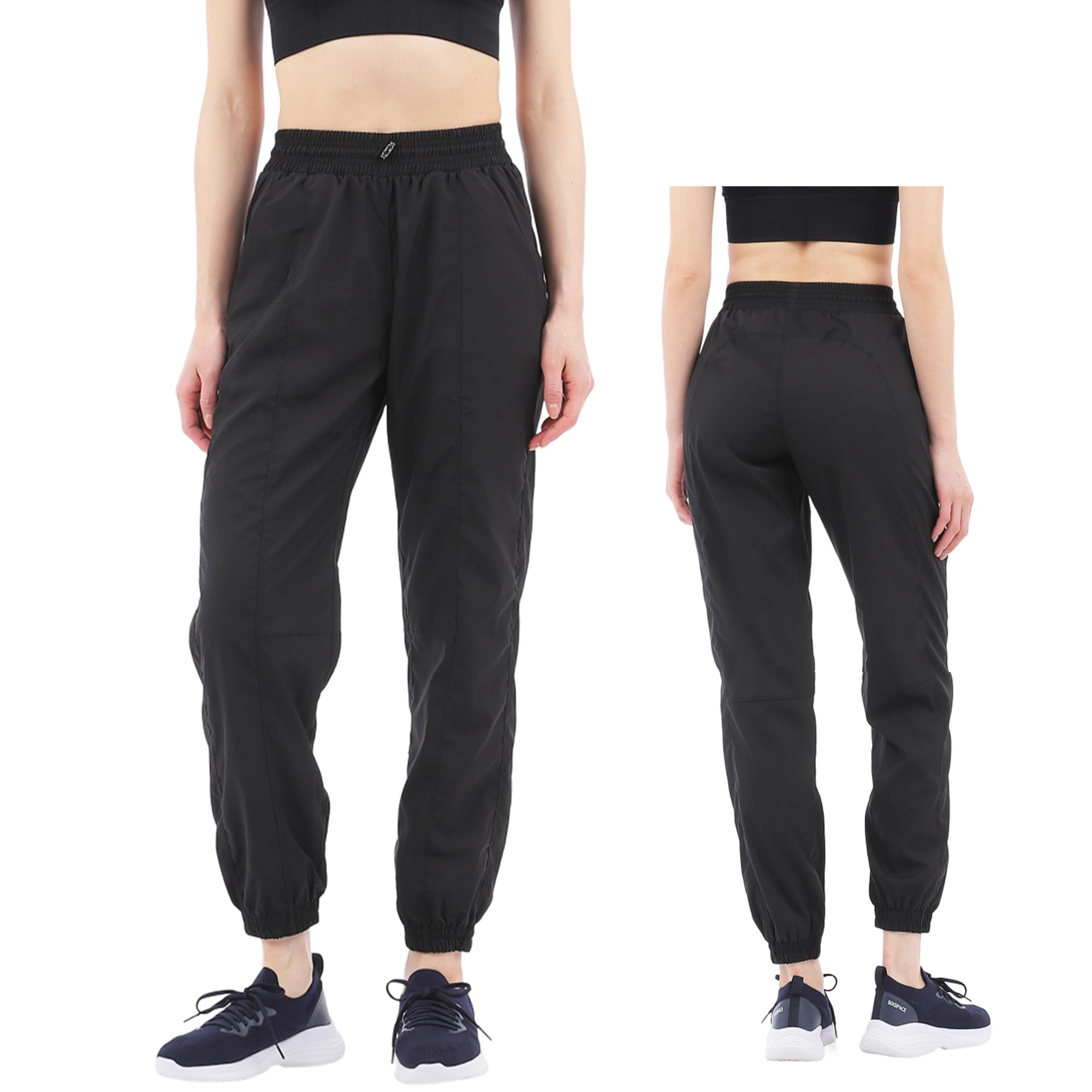 

Брюки джоггеры для и повседневная беговая майка для красивой [QQOLi] удобной посадки свободного кроя для йоги, тренажерного зала, носки. Влагоотводящий, Быстросохнущий, Ноги. Женский чёрный