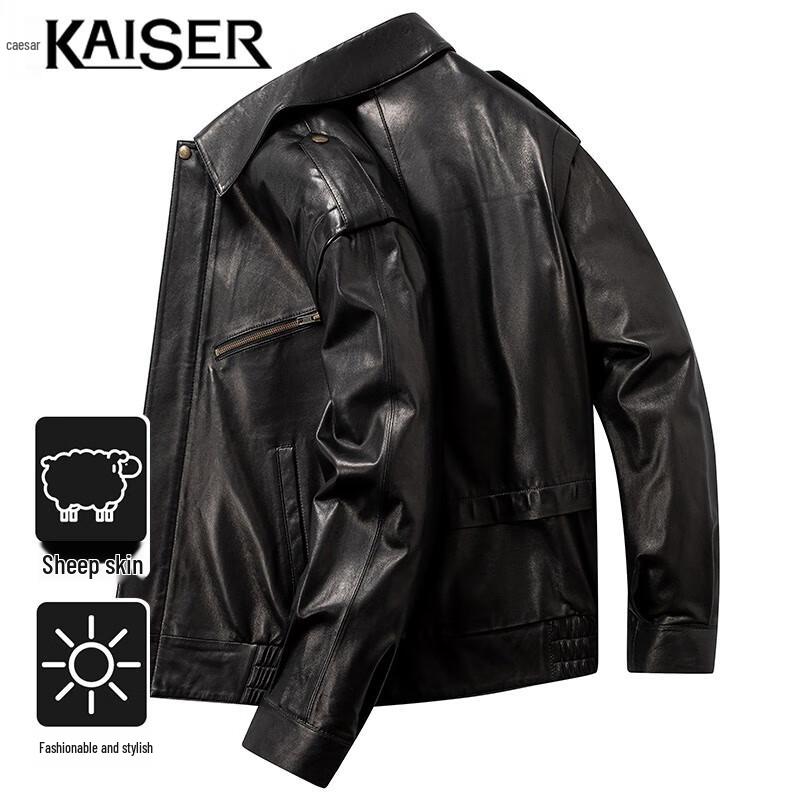 

KAISER Мужская куртка из натуральной овчины с лацканами, мотоциклетная кожаная куртка XL