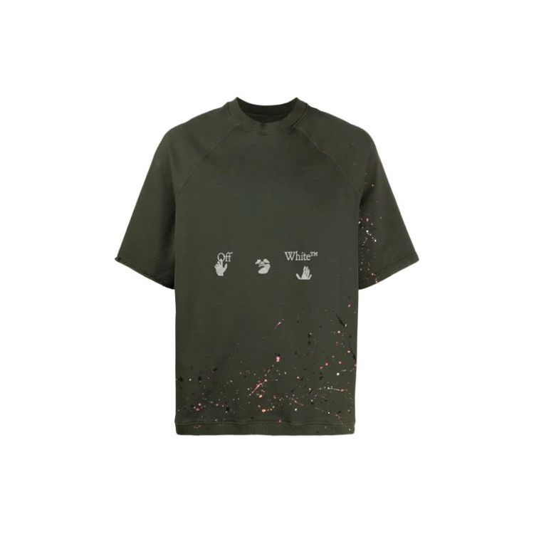 

Футболка OFF-WHITE Vintage Paint Зеленая мужская уличная одежда OMBA050S21FLE0025701