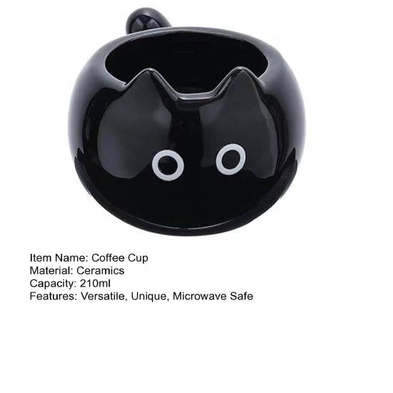 Ceramic Coffee Mug 210ml Cute Cat Espresso Cup with Tail Handle Microwave Dishwasher Safe