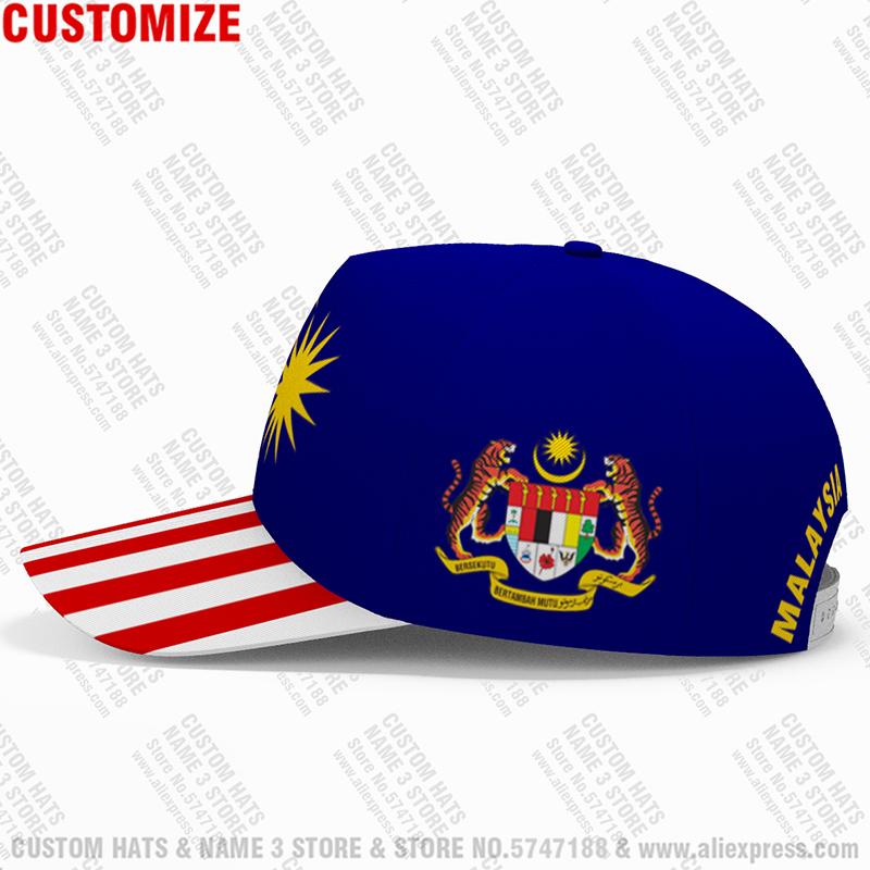 Malaysia Youth Student Diy Free Custom Made Name Number Photo Hat Nation Flag Malay Malaysian Country College Baseball Cap