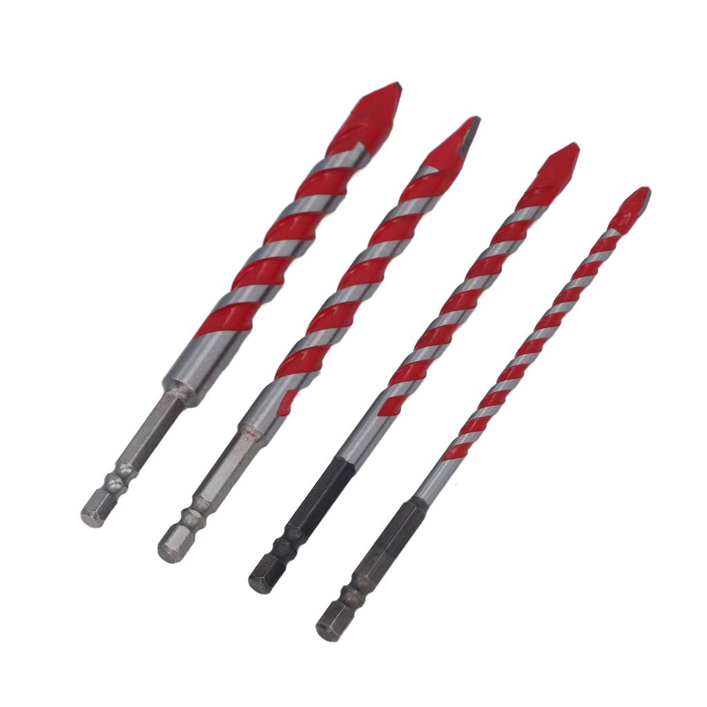 4Pcs Eccentric Twist Drill Bit Set 150mm 6.35mm Hex Shank Drill Bit Set for Concrete Masonry Glass