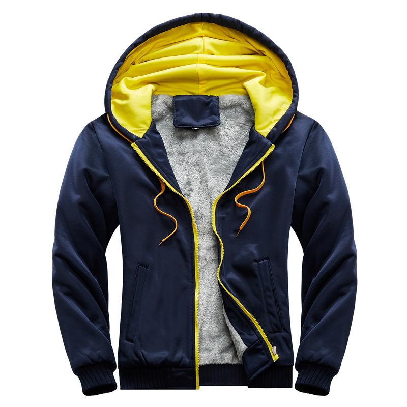 Mens Sweatshirt Hooded Autumn and Winter Men's Baseball Clothing Padded and Thickened Men's Jacket Warmth