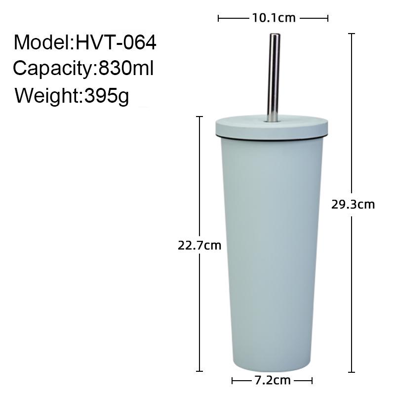 2025 Ceramic Liner Milk Tea Cup Large Capacity 830Ml Thermos Cup Stainless Steel Straw Cup