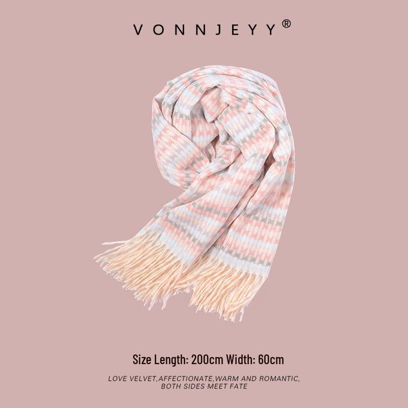 Classic Soft Girl's Imitation Cashmere Scarf Shawl - Versatile, Warm & Stylish for Autumn/Winter