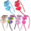 Valentines Cute Heart Headband Glitter Heart Shape Hair Hoop for Women Girls Valentines Day Wedding Birthday Party Gift New Year