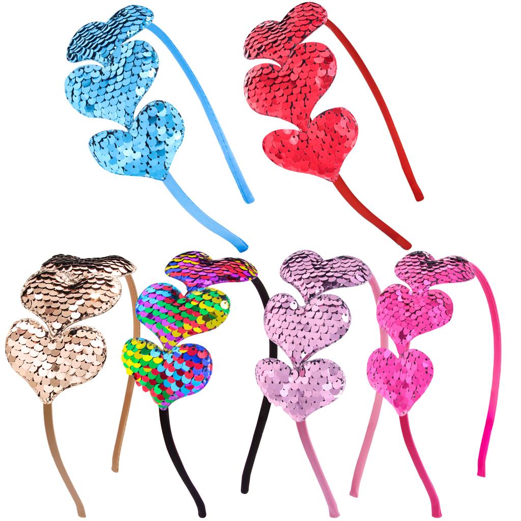 Valentines Cute Heart Headband Glitter Heart Shape Hair Hoop for Women Girls Valentines Day Wedding Birthday Party Gift New Year