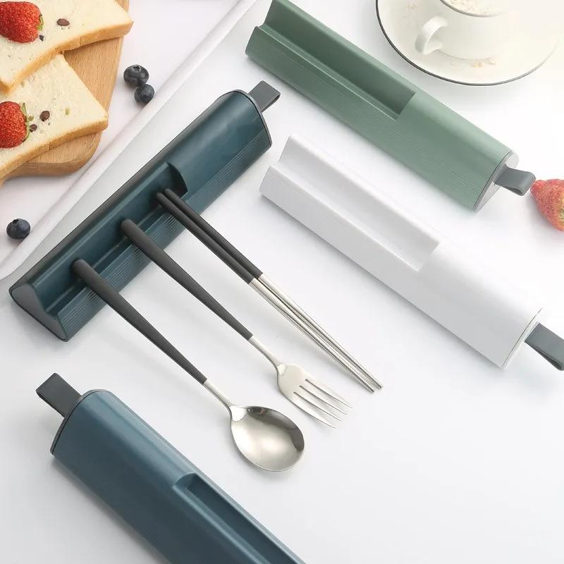 304 Stainless Steel Travel Reusable Utensils Set Camping Spoon Fork with Case Chopsticks and Flatware Portable Cutlery Set