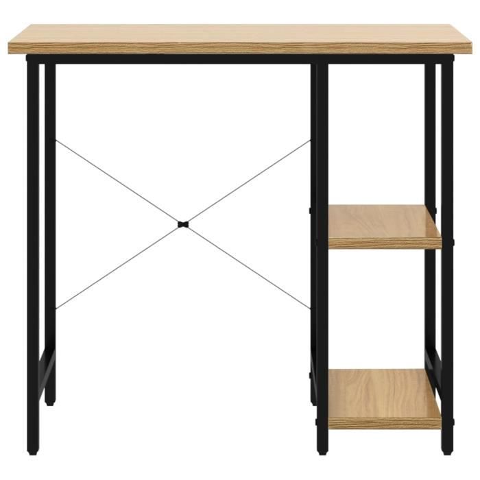 VidaXL Bureau d'ordinateur Noir et chêne clair 80x40x72cm MDF et métal