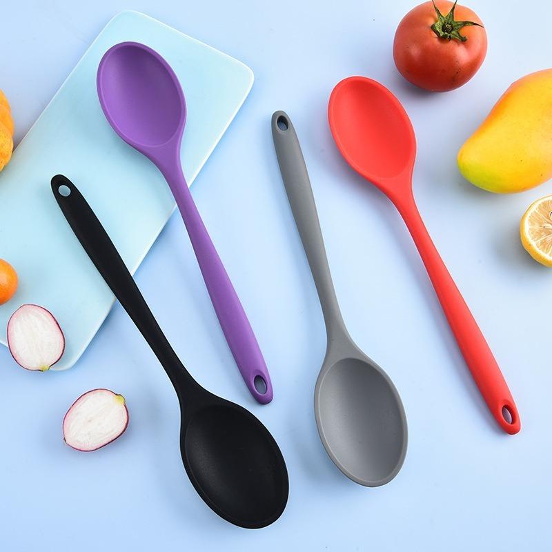 3pcs Silicone Spoon Mixing Soup Spoons Kitchen Mixing Ladle Cooking Utensils Kitchenware Tool for Stirring and Serving