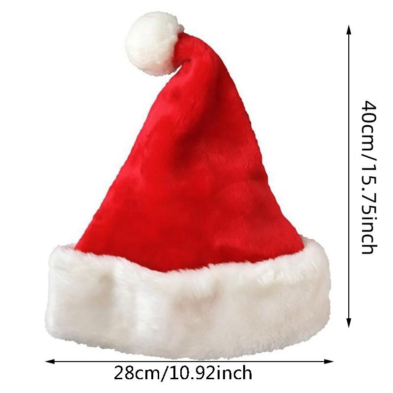 Plush Christmas Hat for Adult Kids Thickened Warm Santa Claus Red Xmas Hats Cap Merry Christmas New Year Party Decoration